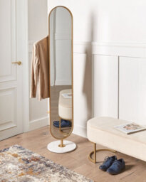 Beliani Coat Stand With Mirror Moody 170 Cm Metal Gold - thumbnail 2