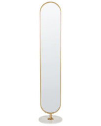 Beliani Coat Stand With Mirror Moody 170 Cm Metal Gold - thumbnail 1