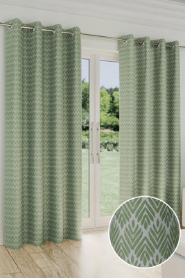 "Enhanced Living Aspen Green Chevron Pattern 66 X 90"" (168X229Cm) Eyelet Thermal Noise Reducing Room Darkening Curtains (Pair)" - image 1
