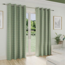 "Enhanced Living Aspen Green Chevron Pattern 66 X 90"" (168X229Cm) Eyelet Thermal Noise Reducing Room Darkening Curtains (Pair)" - thumbnail 2