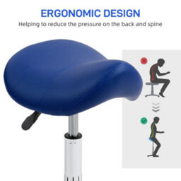 Homcom Pu Leather Saddle Stool W/ Moulded Padded Seat Adjustable Height Blue - thumbnail 7