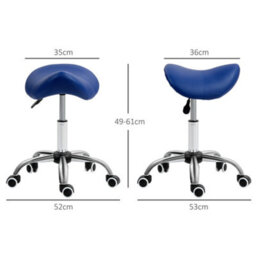 Homcom Pu Leather Saddle Stool W/ Moulded Padded Seat Adjustable Height Blue - thumbnail 3