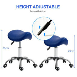 Homcom Pu Leather Saddle Stool W/ Moulded Padded Seat Adjustable Height Blue - thumbnail 4