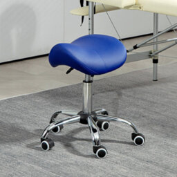 Homcom Pu Leather Saddle Stool W/ Moulded Padded Seat Adjustable Height Blue - thumbnail 9