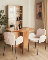 Beliani Set Of 2 Dining Chairs Albee Fabric Beige - thumbnail 2