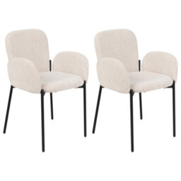 Beliani Set Of 2 Dining Chairs Albee Fabric Beige - thumbnail 1