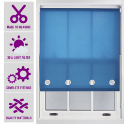 Made To Measure Daylight Roller Blind With Big Round Eyelets - (W)150Cm X (L)165Cm Teal By Furnished