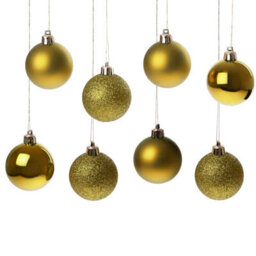 Premier Decorations Limited Gold Christmas Baubles Set 10 Medium Shatterproof Glitter Multi Finish (Dia 60mm)