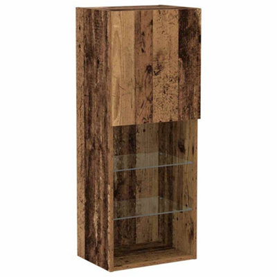 Berkfield Modern Tv Cabinet With Led Lights Old Wood 40,5X30X102 Cm - image 1