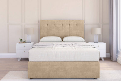 "Sloomy Highbury Almond Coniston Divan Bed Base 2 Drawers Same Side - 54"" Floor Standing Headboard 4'6 Double" - image 1