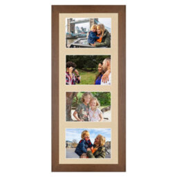 AK Frames 50X20Cm Walnut Modern Multi Photo Frame With Ivory Mount - Holds 4 Apertures (4X) 6X4 Photos