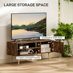 Homcom Tv Unit Cabinet For Tvs Up To 55Inches With Cable Management, Brown - thumbnail 4