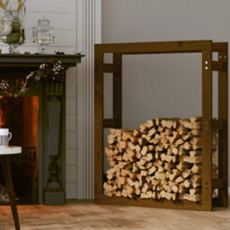 Walplus Firewood Rack Honey Brown 80X25X100 Cm Solid Wood Pine - thumbnail 3