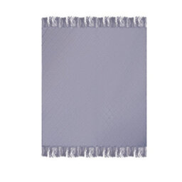 Living And Home Light Gray Diamond-Patterned Knitted Tassel Blanket, 130Cm L X 170Cm W - thumbnail 4