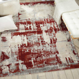 Red Luxurious Modern Easy To Clean Abstract Rug For Living Room, Bedroom - 160Cm X 221Cm - thumbnail 3