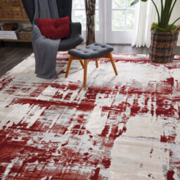 Red Luxurious Modern Easy To Clean Abstract Rug For Living Room, Bedroom - 160Cm X 221Cm - thumbnail 1