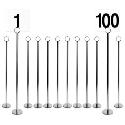 Argon Tableware 25 Table Numbers With 30Cm Holders - Place Cards & Holder Stands Set For Wedding, Restaurant, Memo & Party - image 1