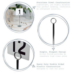 Argon Tableware 25 Table Numbers With 30Cm Holders - Place Cards & Holder Stands Set For Wedding, Restaurant, Memo & Party - thumbnail 2