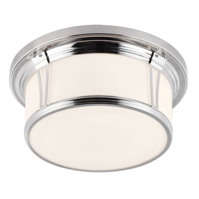 Stylish Ip44 3-Bulb Flush Light With Opaque Glass And Polished Chrome Finish