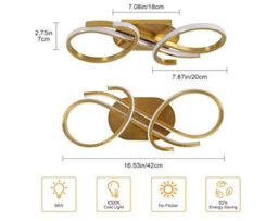 Led Ceiling Light 36W Creative Gold Ceiling Lamp Led 42Cm Cool White - thumbnail 2