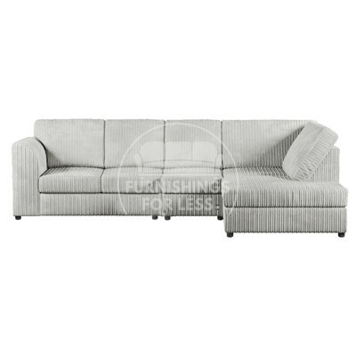 Furnishings For Less UK Luxor Silver Jumbo Cord 4 Seater Corner Sofa Right Hand Facing - Full Back - image 1
