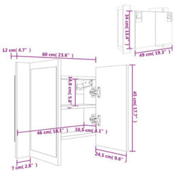 Led Bathroom Mirror Cabinet Concrete Grey 60X12X45 Cm Acrylic Mirror - thumbnail 3