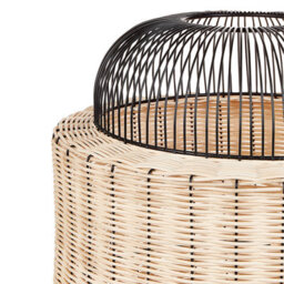Beliani Natural Rattan Table Lamp With Black Metal Cage Shade, W35 X D35 X H55Cm - thumbnail 4
