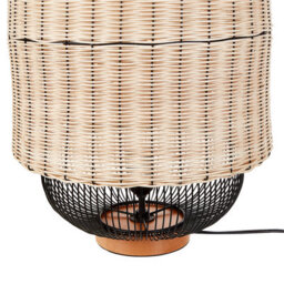 Beliani Natural Rattan Table Lamp With Black Metal Cage Shade, W35 X D35 X H55Cm - thumbnail 5