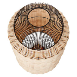 Beliani Natural Rattan Table Lamp With Black Metal Cage Shade, W35 X D35 X H55Cm - thumbnail 3