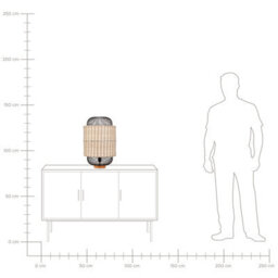 Beliani Natural Rattan Table Lamp With Black Metal Cage Shade, W35 X D35 X H55Cm - thumbnail 8