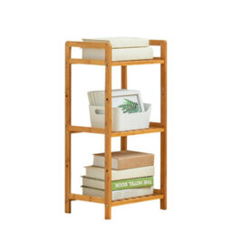 Living And Home 3 Tier Bamboo Wood Bookshelf Free Standing Bookcase Shelf For Bedroom Living Room Home Office 350mm(W) - thumbnail 2