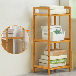 Living And Home 3 Tier Bamboo Wood Bookshelf Free Standing Bookcase Shelf For Bedroom Living Room Home Office 350mm(W) - thumbnail 3