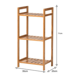 Living And Home 3 Tier Bamboo Wood Bookshelf Free Standing Bookcase Shelf For Bedroom Living Room Home Office 350mm(W) - thumbnail 6