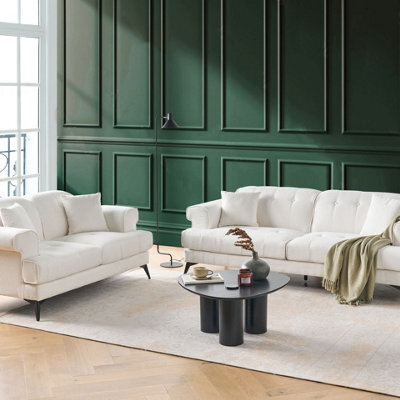 Beliani White Boucle Sofa Set - 2-Seater And 3-Seater With Adjustable Headrests - image 1