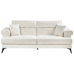 Beliani White Boucle Sofa Set - 2-Seater And 3-Seater With Adjustable Headrests - thumbnail 2