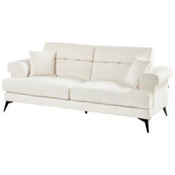 Beliani White Boucle Sofa Set - 2-Seater And 3-Seater With Adjustable Headrests - thumbnail 5
