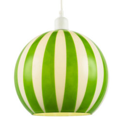 Happy Homewares Green And White Striped High Gloss Glass Globe Pendant Light Shade - thumbnail 2
