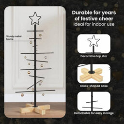 Vidaxl Metal Christmas Tree With Stand Black 90 Cm Powder-Coated Steel - thumbnail 8