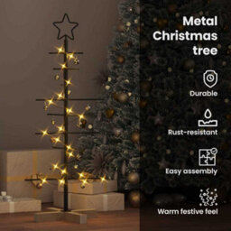 Vidaxl Metal Christmas Tree With Stand Black 90 Cm Powder-Coated Steel - thumbnail 7