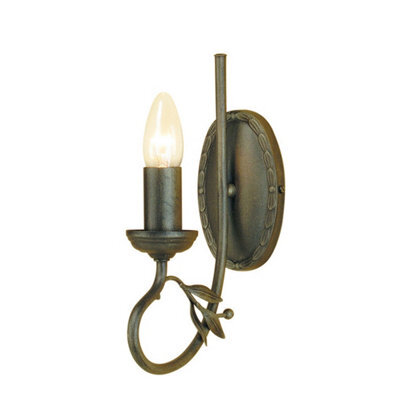 Luminosa Lighting Elstead Olivia 1 Light Indoor Candle Wall Light Black, Gold, E14 - image 1
