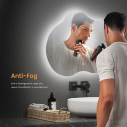 Emke Led Bathroom Mirror 50X60Cm Asymmetrical Mirror With Touch, Anti-Fog, Dimmable & 3 Colors, Vertical/horizontal - thumbnail 3