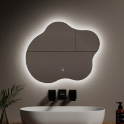 Emke Led Bathroom Mirror 50X60Cm Asymmetrical Mirror With Touch, Anti-Fog, Dimmable & 3 Colors, Vertical/horizontal - thumbnail 1