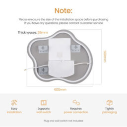 Emke Led Bathroom Mirror 50X60Cm Asymmetrical Mirror With Touch, Anti-Fog, Dimmable & 3 Colors, Vertical/horizontal - thumbnail 5