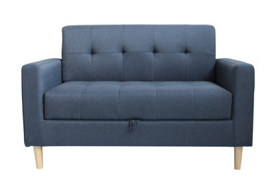 Mattress Guru Modern Smart Sofa In A Box, Compact 2 Seater Dark Grey Fabric Sofa With Wooden Legs And Hidden Storage Space - image 1