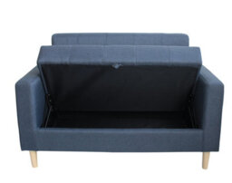 Mattress Guru Modern Smart Sofa In A Box, Compact 2 Seater Dark Grey Fabric Sofa With Wooden Legs And Hidden Storage Space - thumbnail 4