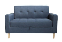 Mattress Guru Modern Smart Sofa In A Box, Compact 2 Seater Dark Grey Fabric Sofa With Wooden Legs And Hidden Storage Space - thumbnail 1