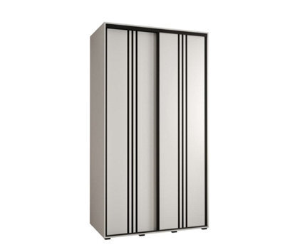 Arte Cannes Vi Sliding Door Wardrobe In White - Pvc-Finished Edges - Premium Laminated Board - W130Cm X H205Cm X D60Cm - image 1