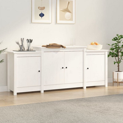 Berkfield Sideboard White 164X37X68 Cm Solid Wood Pine - image 1