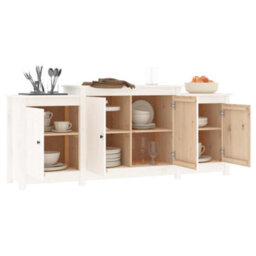 Berkfield Sideboard White 164X37X68 Cm Solid Wood Pine - thumbnail 4