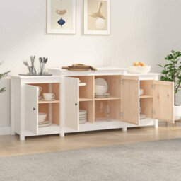 Berkfield Sideboard White 164X37X68 Cm Solid Wood Pine - thumbnail 3